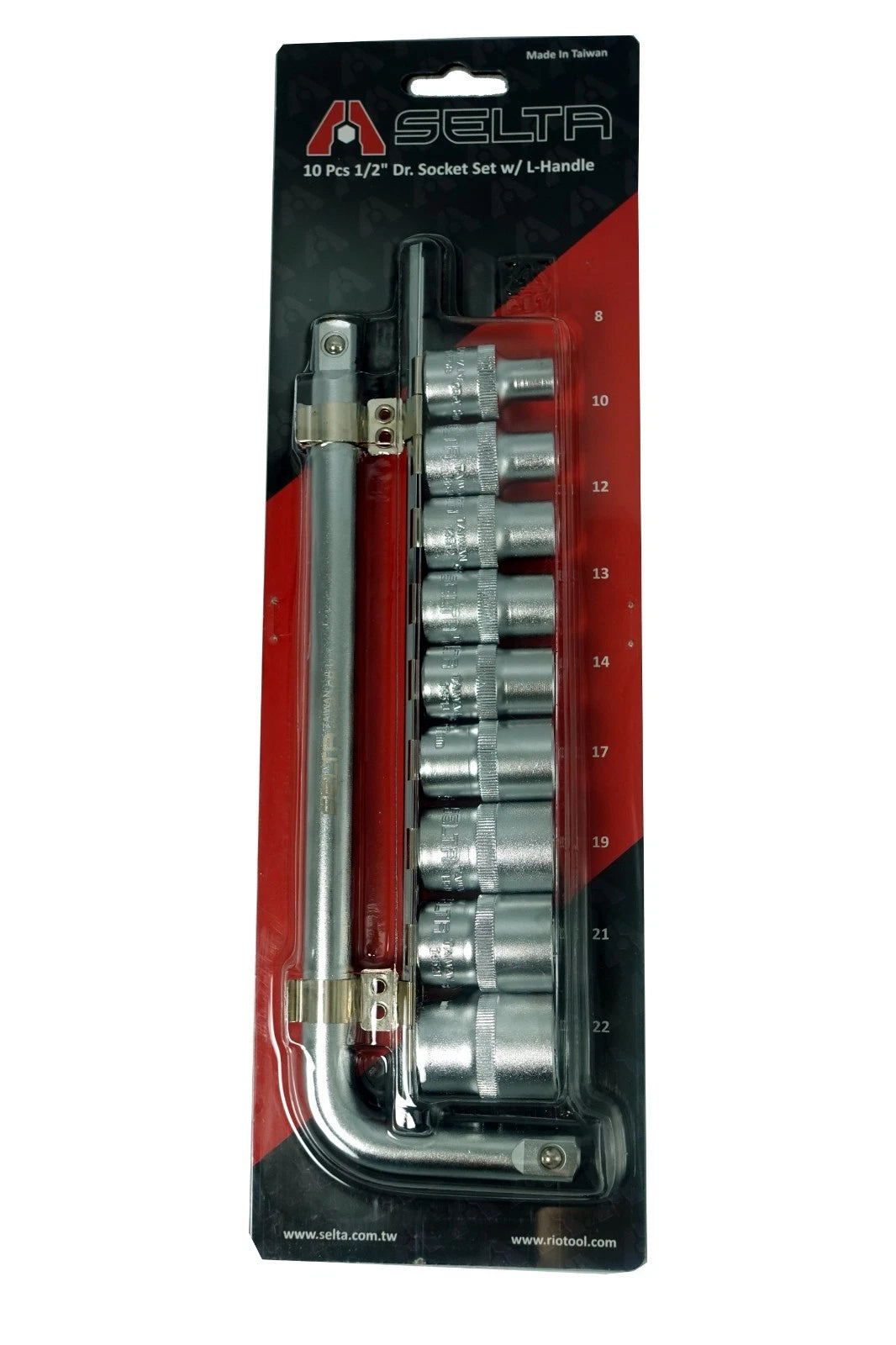1/2" Dr. 6pt / 12pt Regular 8-22mm Socket Set With10" L Handle Wrench