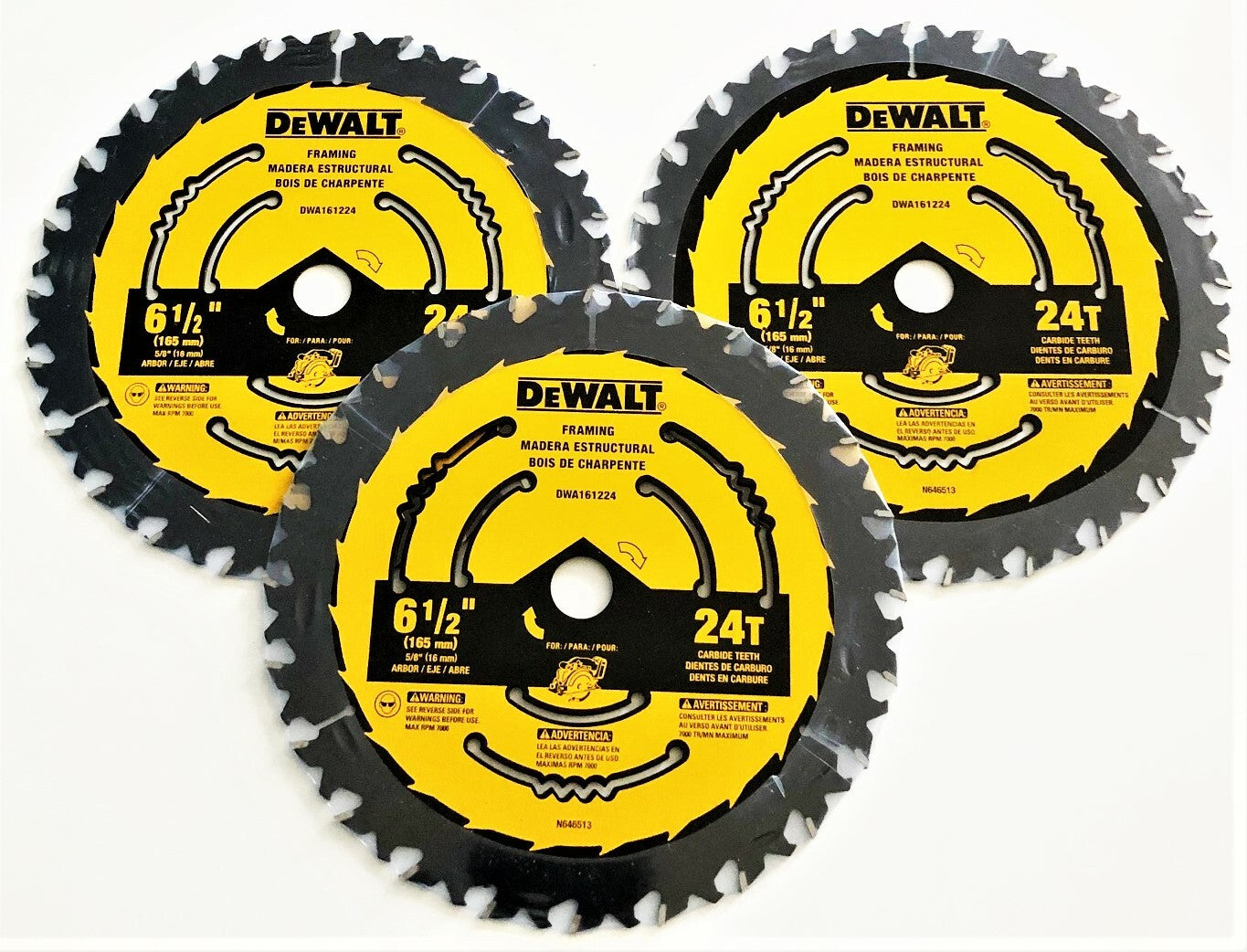 3 DEWALT 6-1/2" CARBIDE 24T CORDLESS CIRCULAR SAW BLADE