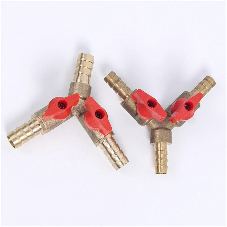 6mm Barb Hose Y 3-Way Brass Reducing Shut-off Ball Valve by Unbranded