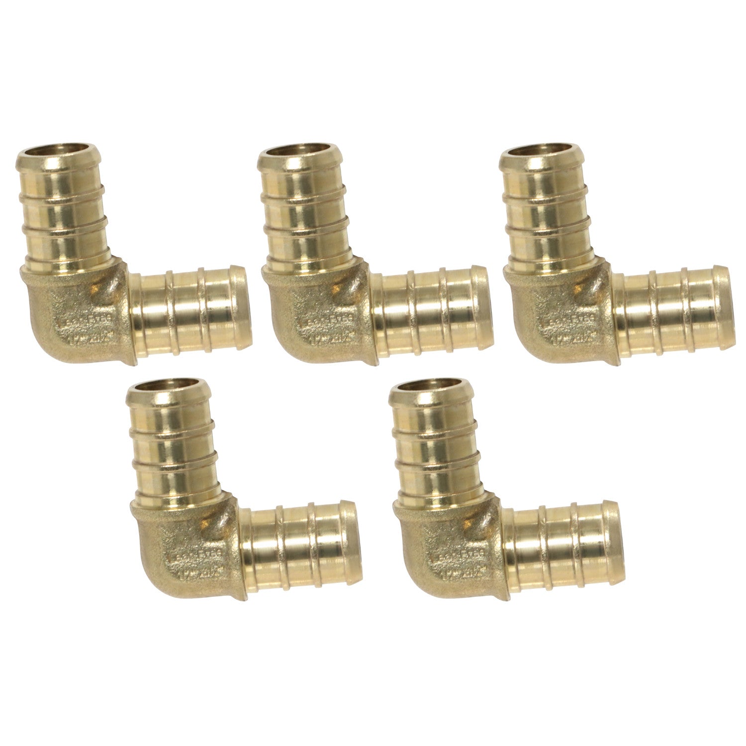 XFITTING 1/2" PEX B Elbow - Brass Crimp Fittings 5 Pack