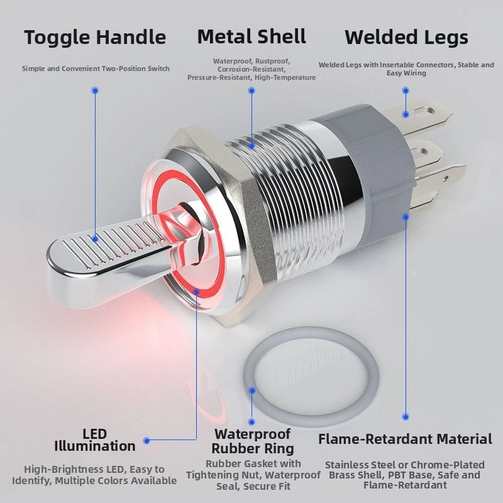 16mm Metal For Toggle Switch Copper Chrome Points For 2 Position 10a