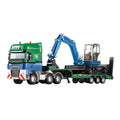 1/50 Flatbed Trailer Loaded Truck Excavator Digger | Built Supply Co