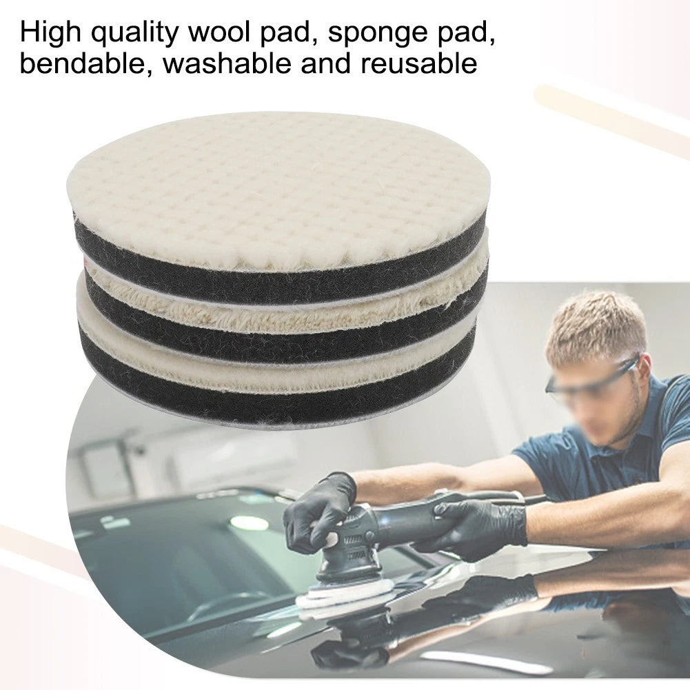 Wool Polishing Pads Buffing Waxing Backing Disc Cars Polisher
