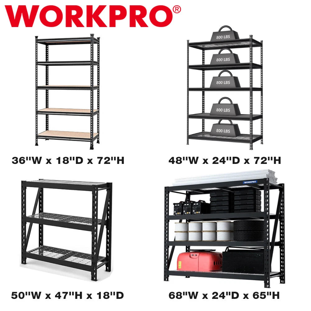 Workpro Multisize Metal Storage Shelving Unit Heavy Duty Adjustable