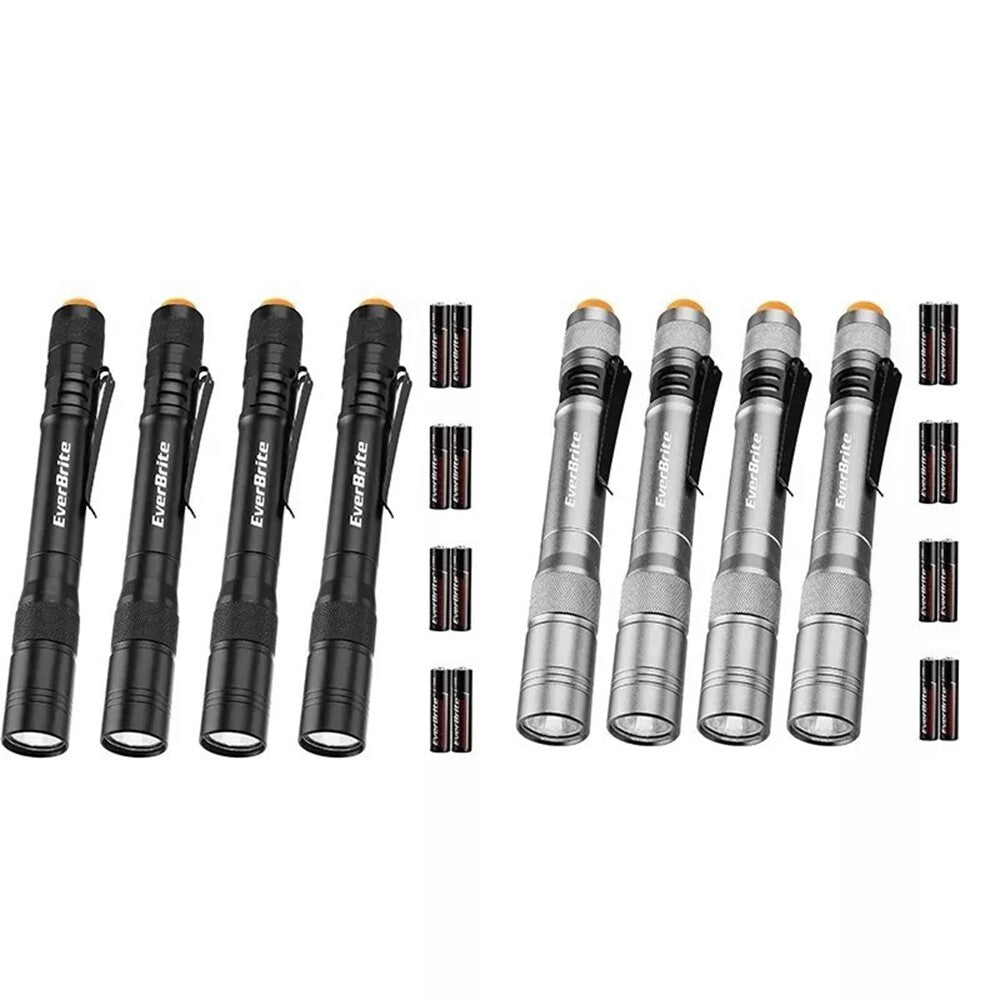 EverBrite Gray/Black LED Pen Light 4PACKS Aluminum Lightweigt Pocket