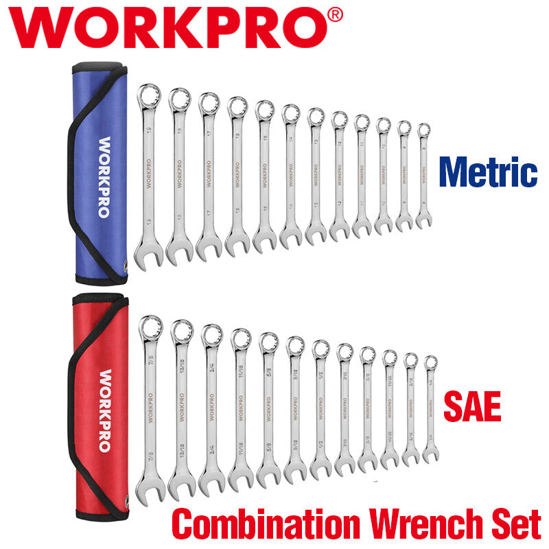 WORKPRO 12PIECE Premium Combination Wrench Set 12PT Wrench Sets