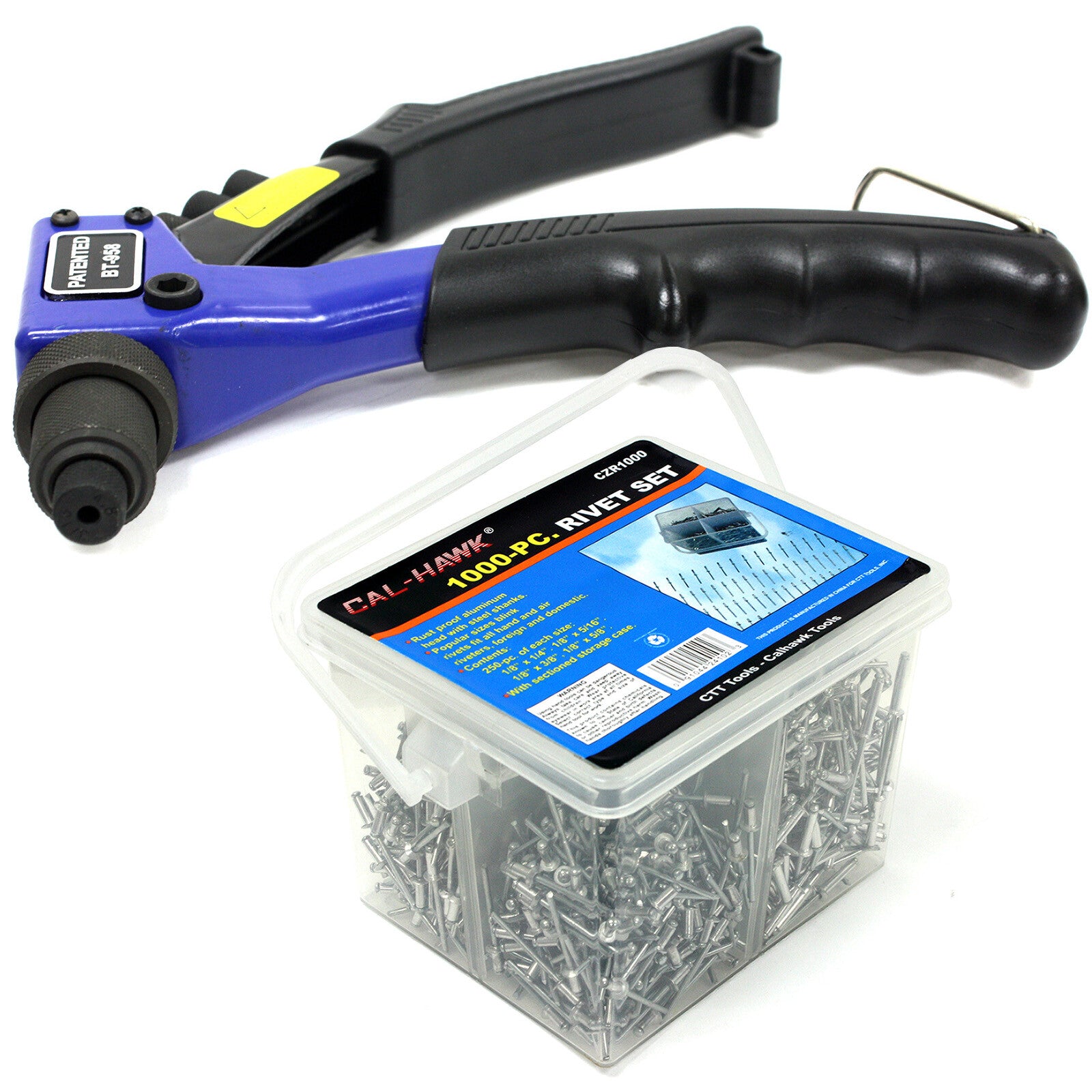 8" AND 13" Hand Riveter with 1000 pc Assorted Rivet Set by Unbranded