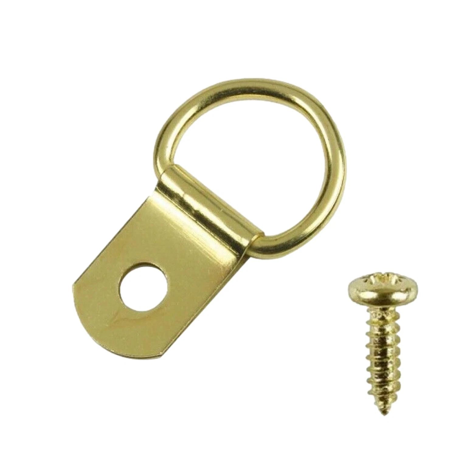 Brass D Rings & Screws Picture Frame Hanging 2, 10, 20, 50, 100, 200,