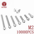 10000pcs M2 Stainless Steel 304 Hexagon Hex Socket Head Cap Bolts Screws DIN912