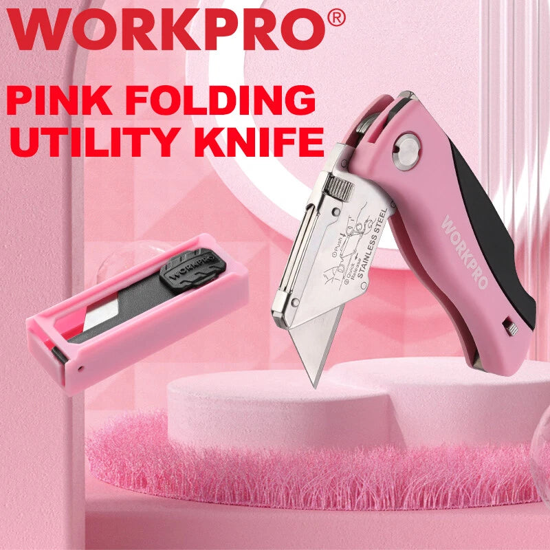 Workpro Folding Utility Knife Pink Razor Knife | Built Supply Co