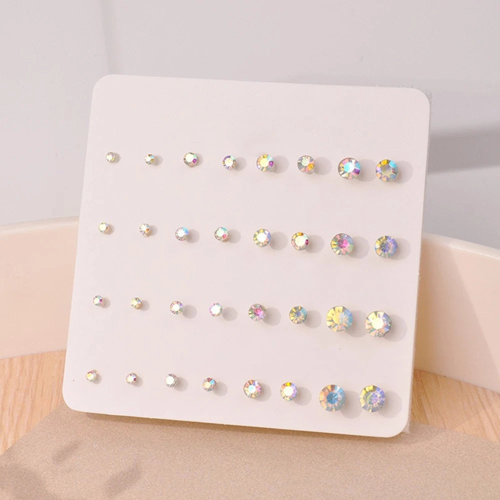 Elegant 20 Pairs Zircon Earrings Set Lightweight Fashion Jewelry For