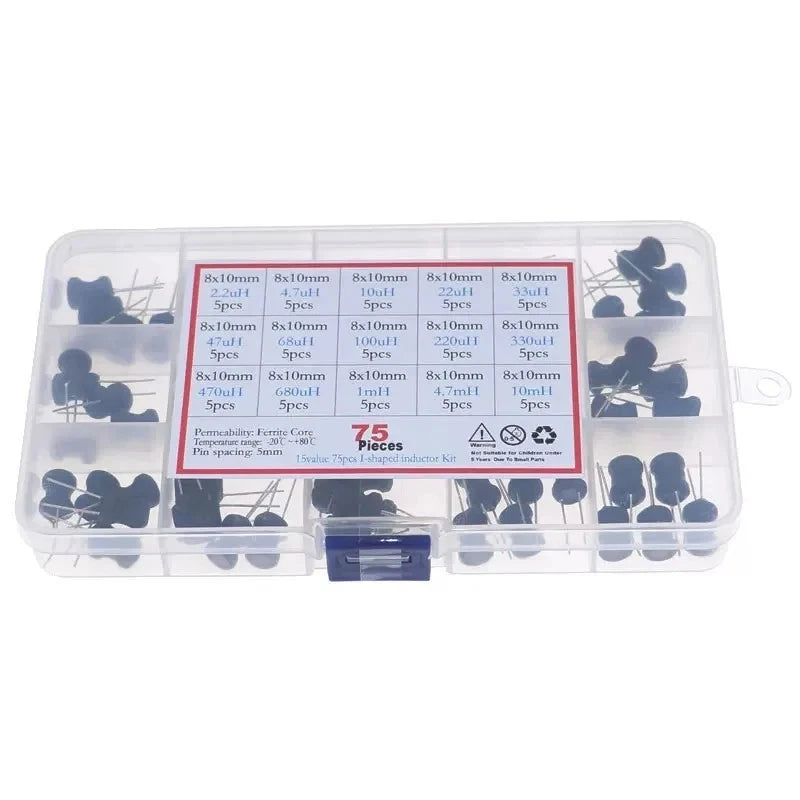 15 Values Power Inductor Assortment Kit, 22.uh-10mh High