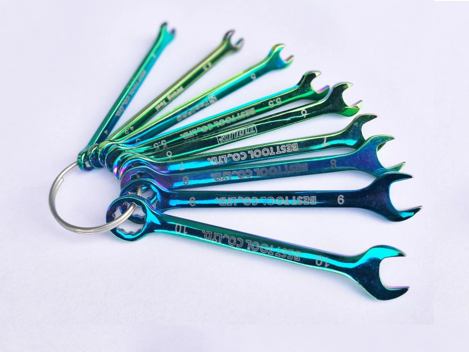 4-10mm Miniature Mini Combination Ring Open Spanner Set Rainbow Color