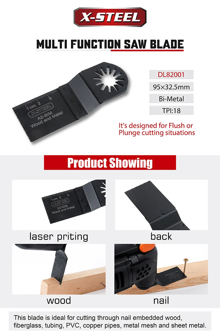 Pack Bi Metal Bim Wood Metal Oscillating Multi Tool Long Saw Blade