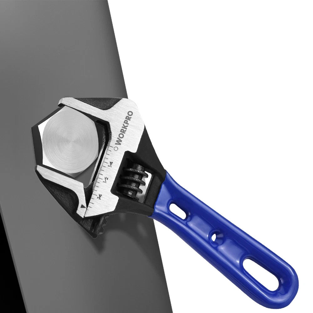 WORKPRO 4-inch Stubby Adjustable Wrench 0.94" Extra Wide Jaw Opening Metric/SAE