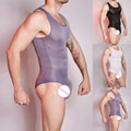 Men's Stretchy Thong Leotard Bodysuit With Stripe Pattern High