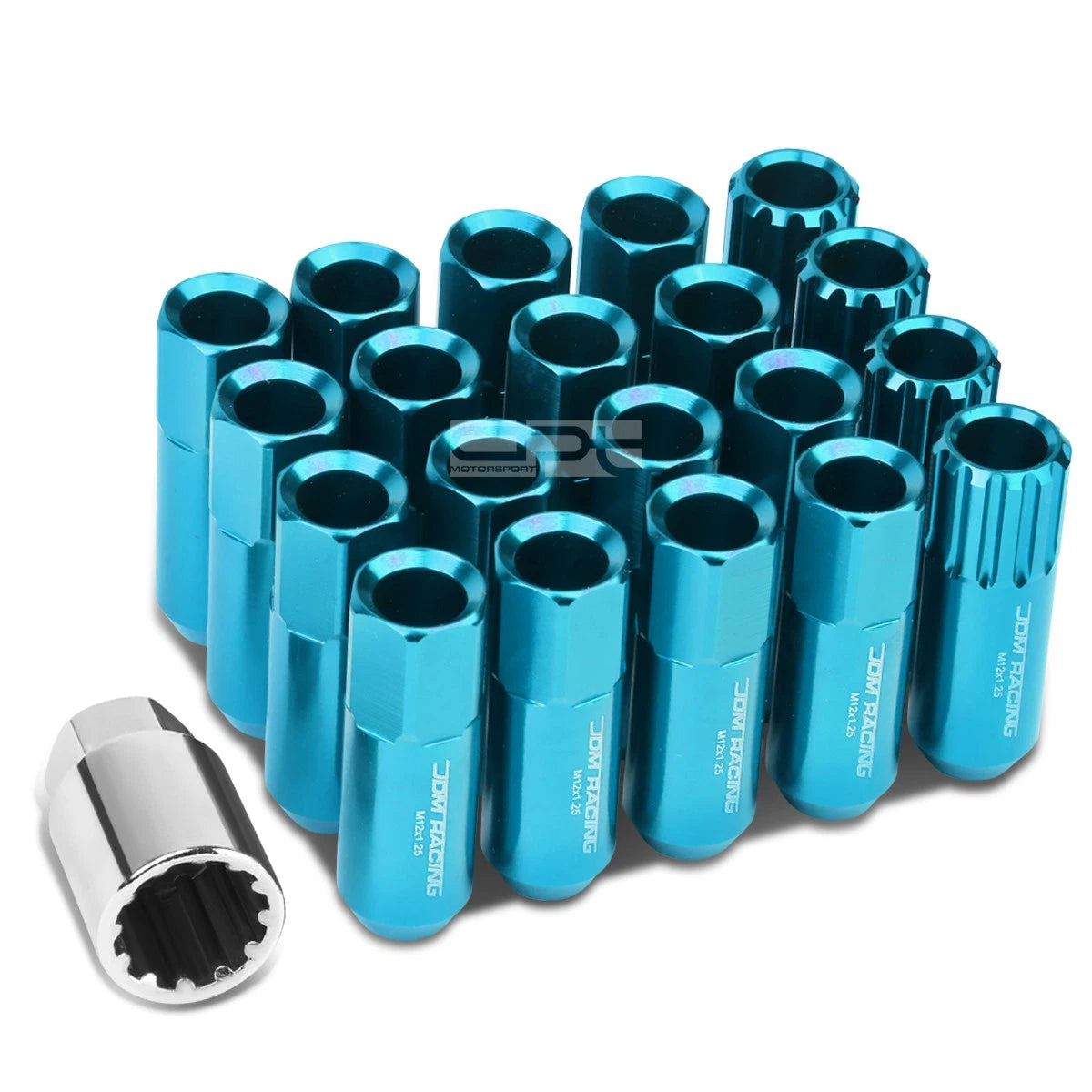 Aluminum Sky Blue 16 Lug+4 Lock Nuts+adapter | Built Supply Co