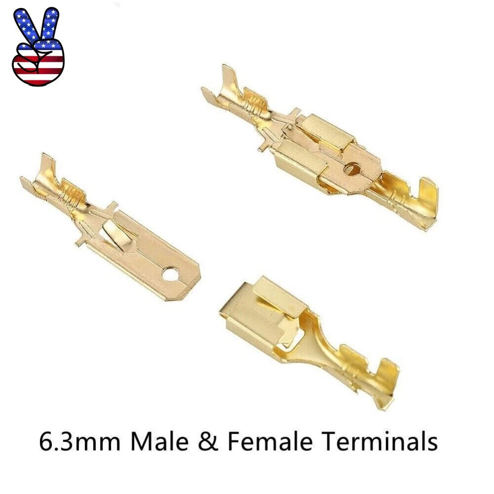 6.3mm Non-insulated Spade Quick Splice Crimp Female Male Wire