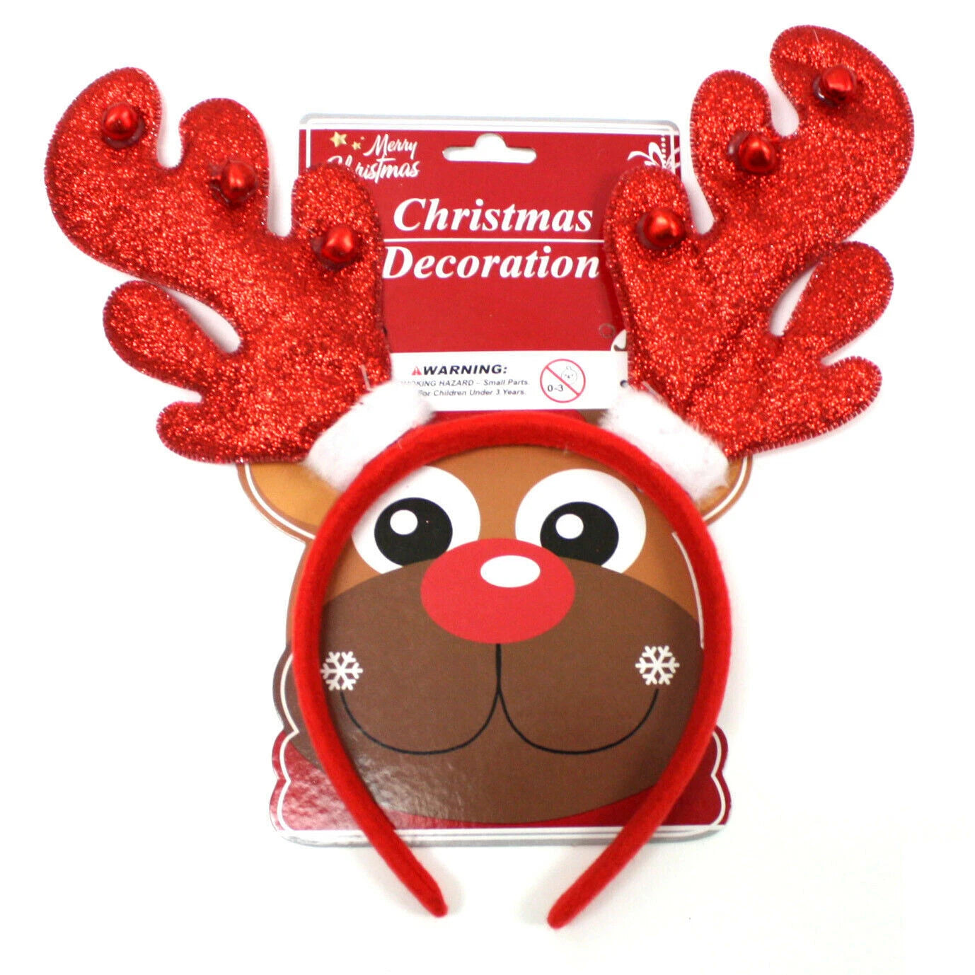Red Reindeer Antler W/ Ears Headband Christmas Holiday Antler