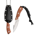 DuraTech 6" Compact Fixed Blade Neck Knife 3" Blade EDC Full Tang Molded Sheath