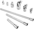 VALUEMAX 9 PCS Socket Accessory Set 3/8" Drive Extension Bar Set Chrome Plated
