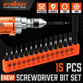 15Pc Impact Rated Security Torx Bit Set Tamper Resistant 1/4" Magnetic Extension