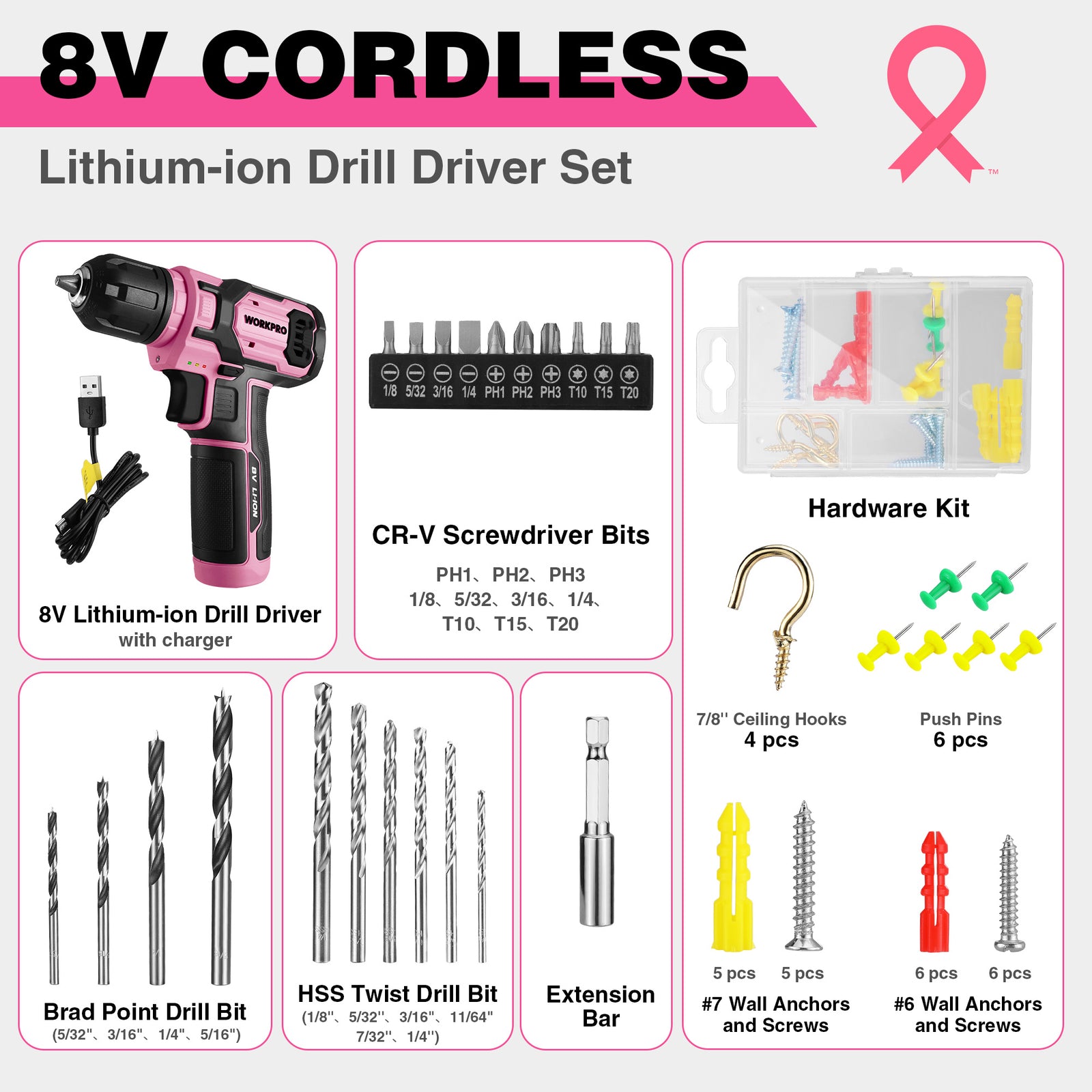 WORKPRO 8V Power Drill Set by WORKPRO