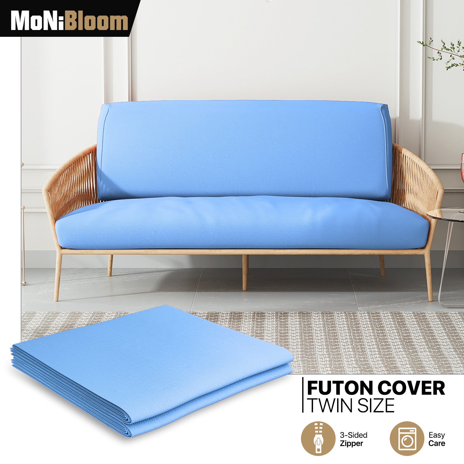 Light Blue Twin Size Slipcovers Cushion Stretch Futon C