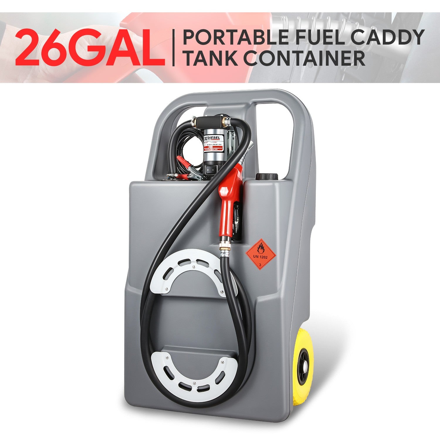 12V 26 Gallon 100L Portable Fuel Caddy Fuel Tan Storage Tank with