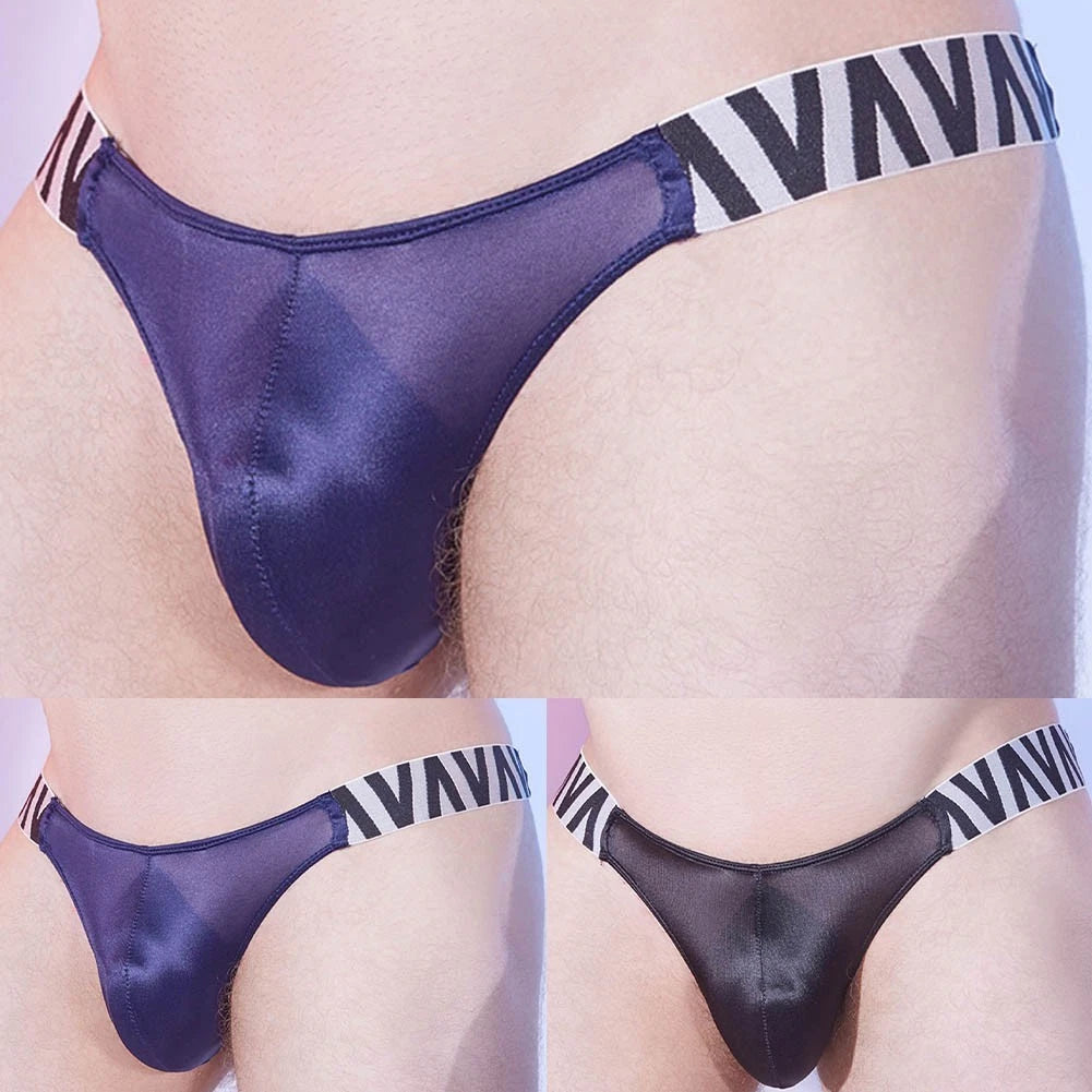 Thin Silky Men's Briefs - Oil-shiny Transparent Style With Anatomical
