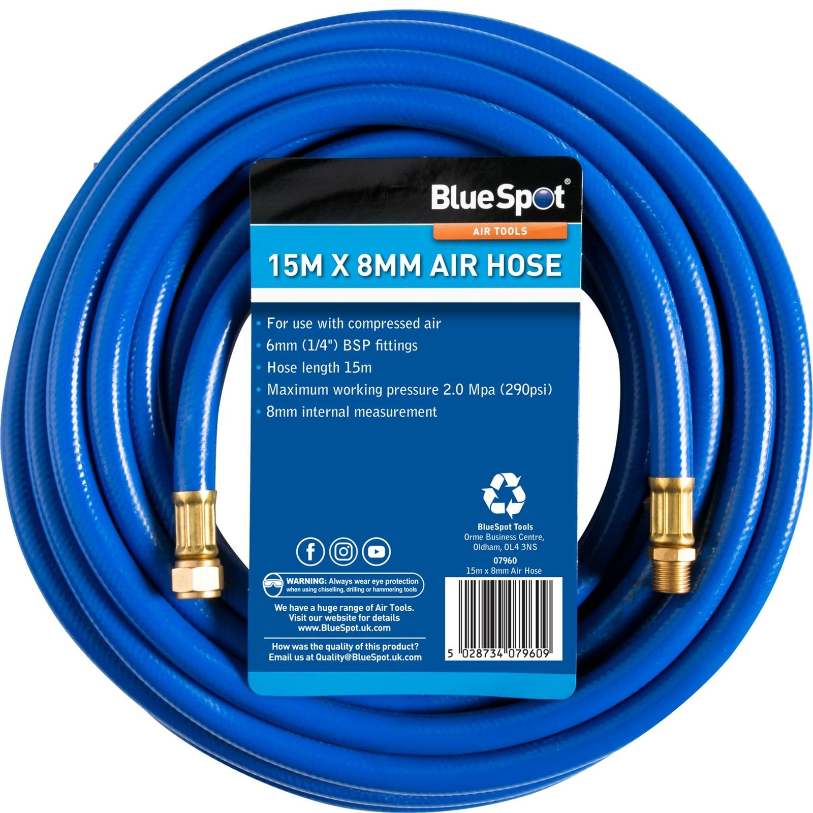BlueSpot Rubber Air Hose Line - 15m by BlueSpot