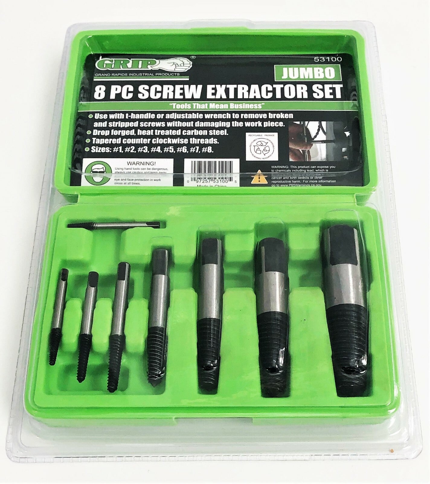 Grip Tools Jumbo Easy Outs Screw Extractor Set