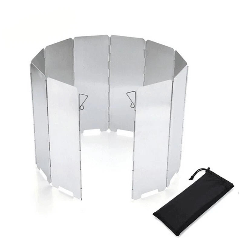 Folding 10-plate Camping Stove Windscreen Cooking Stove Windshield