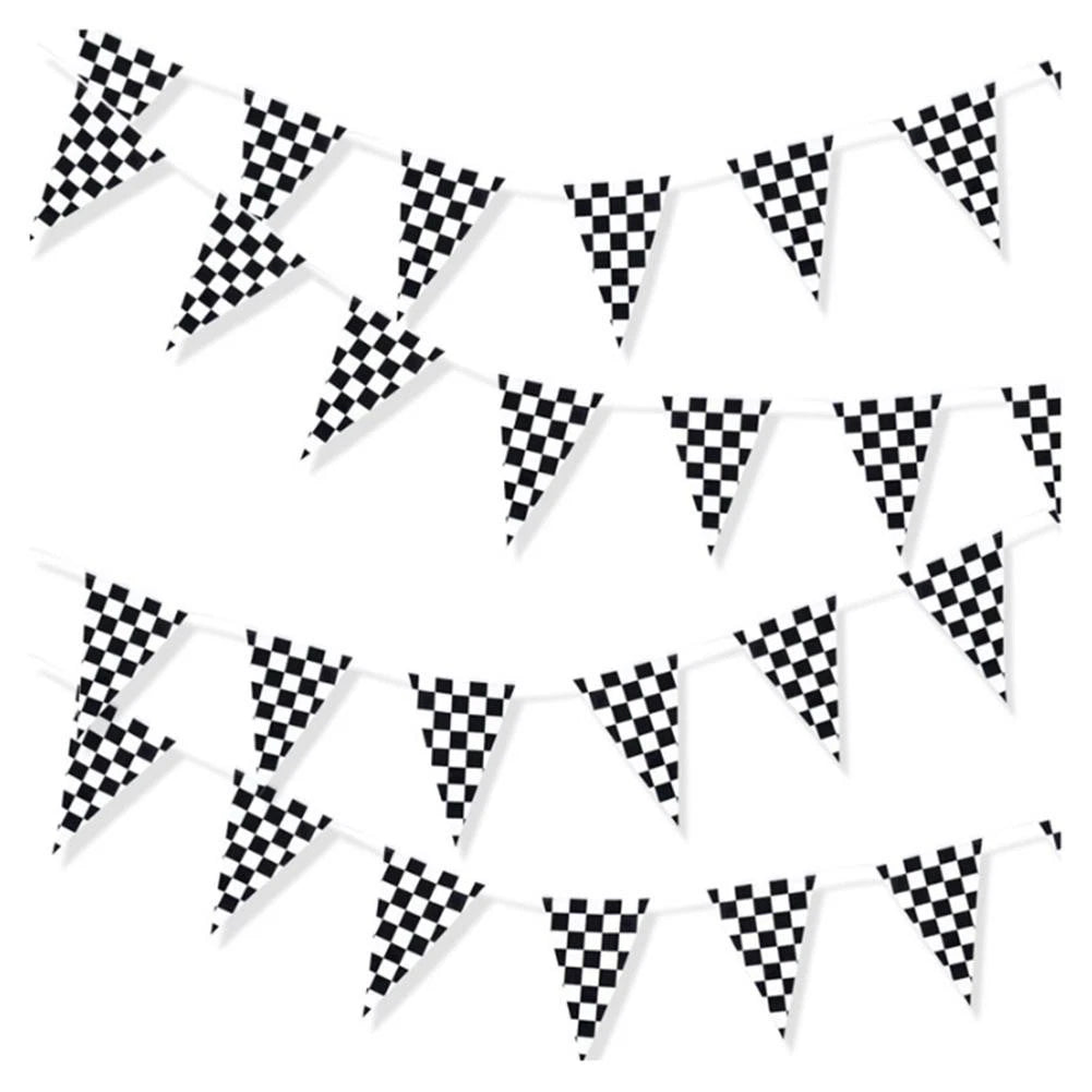 Racing Checkered Flag Banner 3 Meter Long 30 Black White Flags Party