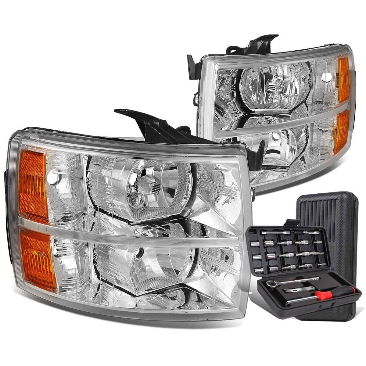 For 2007-2014 Chevy Silverado Pair Chrome/amber | Built Supply Co