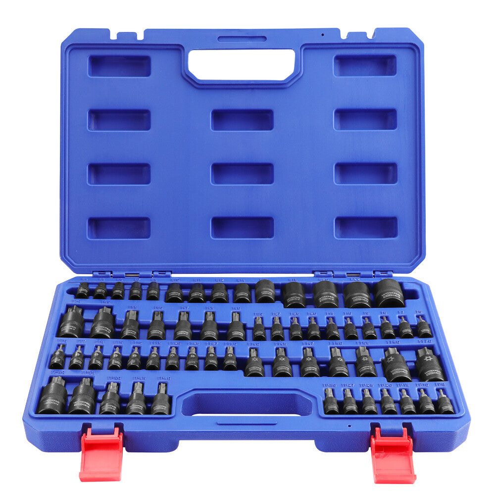 WORKPRO 60PC Female E-Torx Socket E4-E24 Star Socket BitT6-T70