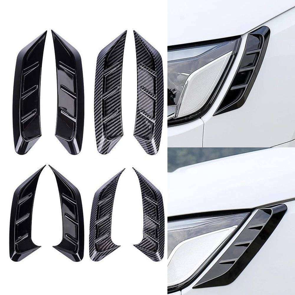 Car Light Eyelid Stickers Set For Vehicle Lamp Decoration Black Carbon