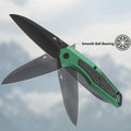 FLISSA Folding Pocket Green Knife EDC Knife SANDVIK 14C28N Steel Blade Camping