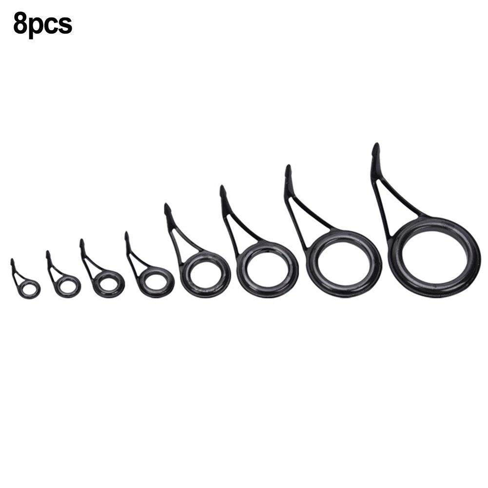 Black Mixed Size Fishing Top Rings Rod Pole Repair Kit Line Guides