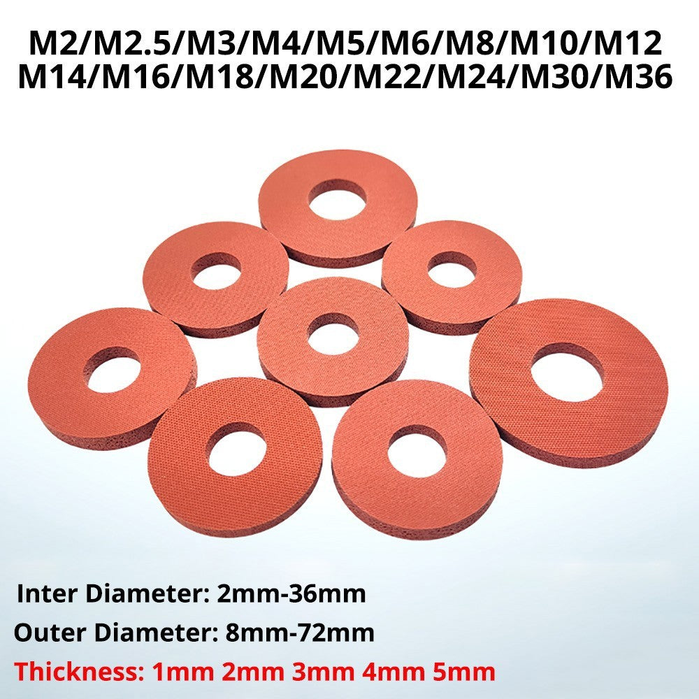 Red Silicone Foam Gasket Washers