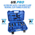 US Pro Tools 9pc Auto / Car Hose Clamp Removal Clip Fixings Pliers Set