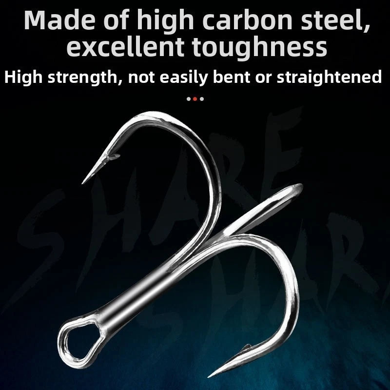 High Carbon Steel Treble Hooks Barbed Design For Lure Spoon Crankbait