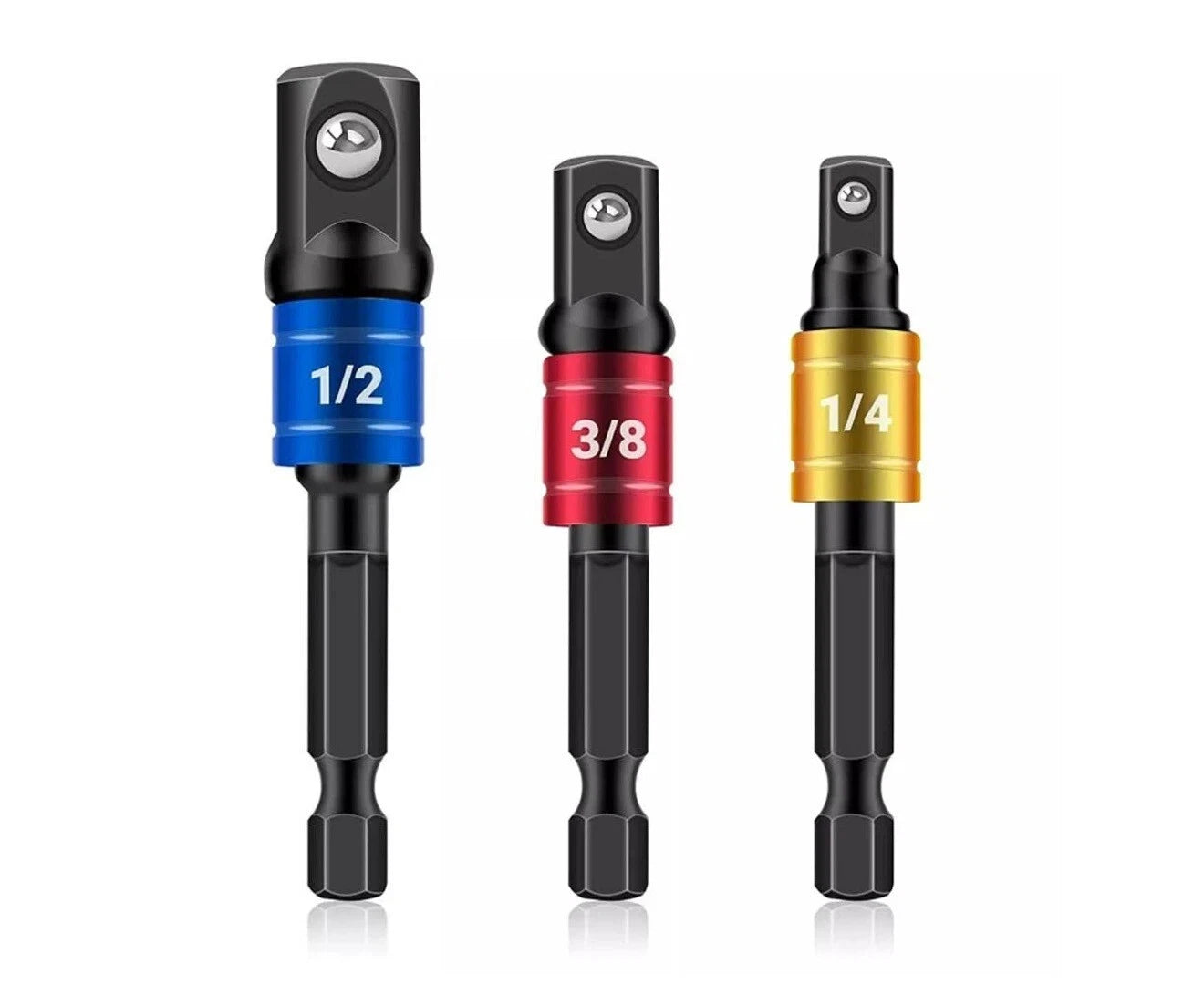 Impact Power Drill Socket Adaptor Extension Set Driver 1/4-3/8-1/2"