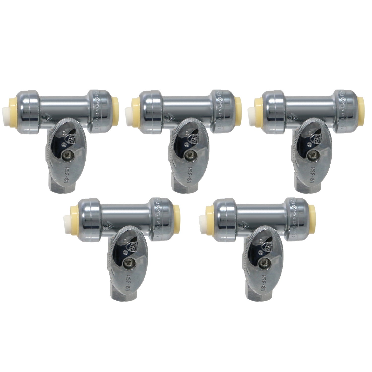 XFITTING 1/2" Push Fit Tee Valve 5 Pack