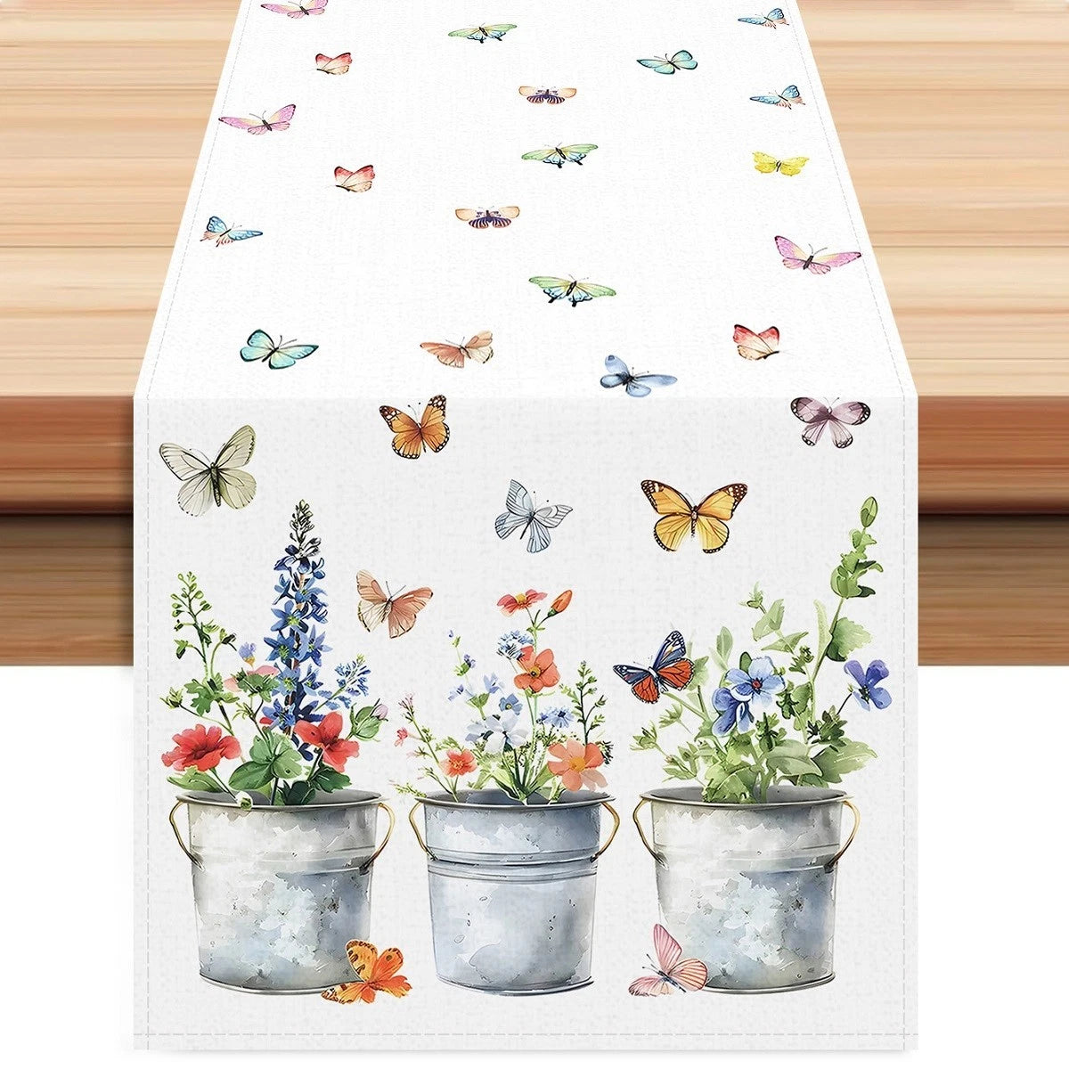 Polyester Table 33 X 183 Cm Floral Butterfly Print For Home Decoration