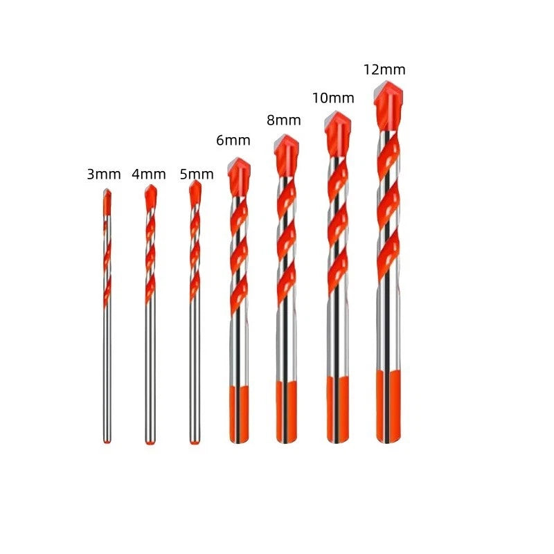 Tungsten Carbide Tip Multi-Material Drill Bits 3-12mm 7pc–Glass, Tile, Wood...