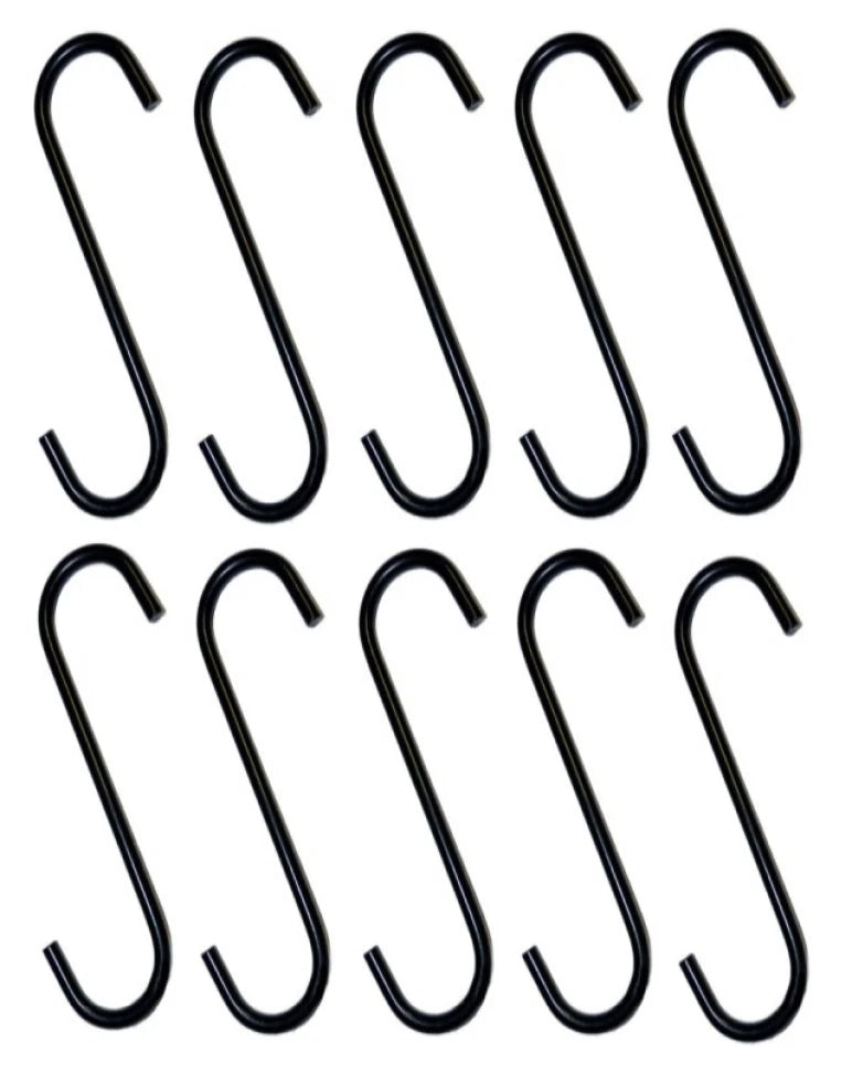 Iron 6" Black S Hooks Metal Plant Sign Hangers 1/4" Diameter #57266