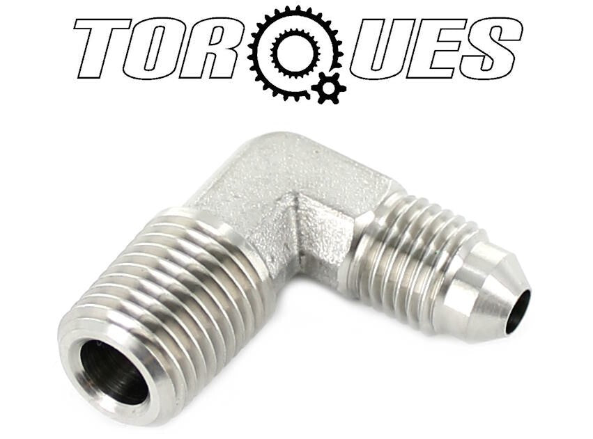 AN-4 (4AN AN04) to 1/4" NPT 90 Degree Stainless Steel Adapter