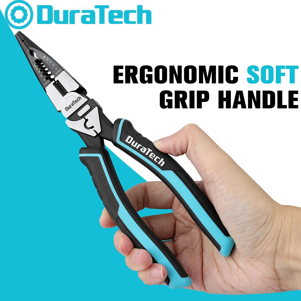 Duratech Heavy Duty 6-in-1 Needle Nose Plier 8.5" Long Nose Pliers