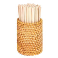 Natural Wooden Stirrer Set With Rattan Holder For Hot And Cold Drinks
